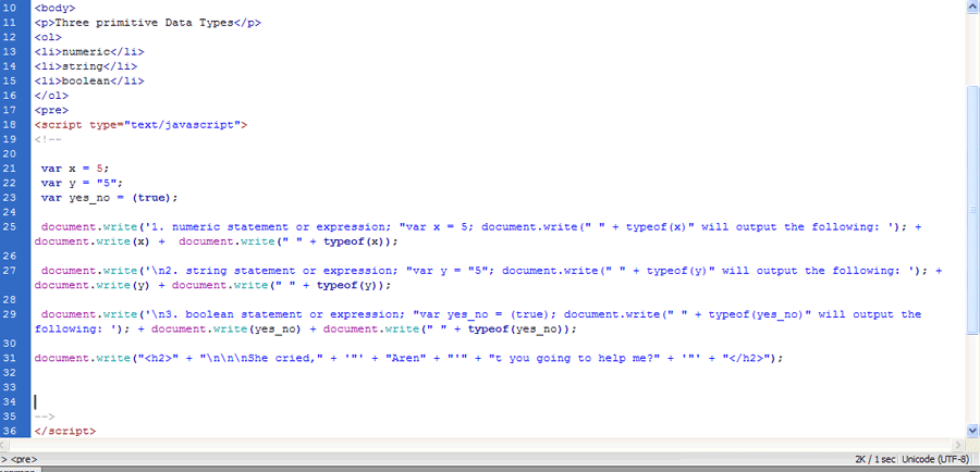 JavaScript Exercise 01 Example